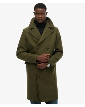 Superdry The Merchant Store - Wool Blend Long Coat - Green