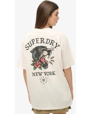 Superdry Oversized Tattoo Back Graphic T-shirt - Natural