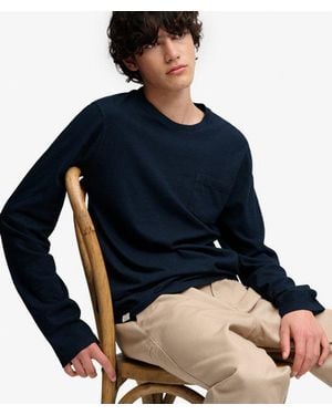 Superdry & Co Cotton Linen Long Sleeve Pocket Top - Blue