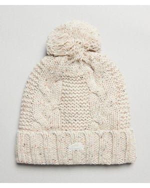 Superdry & Co Cable Knit Bobble Beanie - Natural