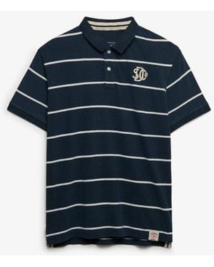 Superdry & Co Vintage Stripe Jersey Polo Shirt - Blue