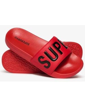 Superdry & Co Core Graphic Pool Sliders - Red