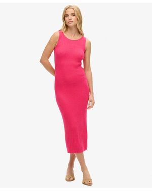 Superdry Rayon Knitted Backless Midi Dress - Pink