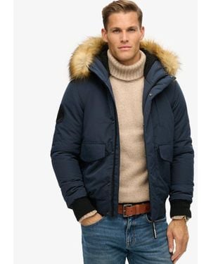 Superdry & Co Everest Hooded Puffer Bomber Jacket - Blue