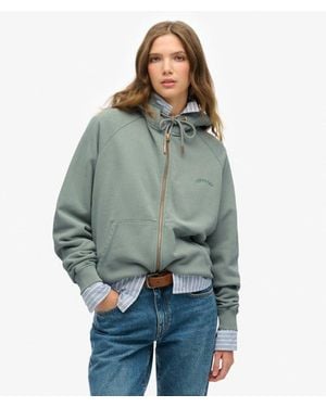 Superdry Essential Logo Oversized Raglan Zip Hoodie - Green