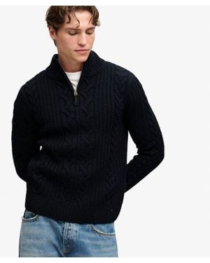 Superdry & Co Jacob Cable Half Zip Knit - Black