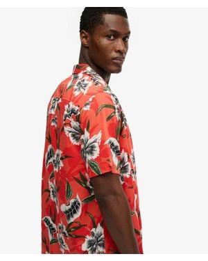 Superdry Hawaiian Print Short Sleeve Shirt - Red