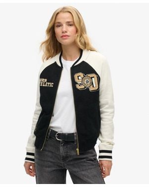 Superdry Ladies Lightweight Graphic Embroidered University Jersey Bomber - Black