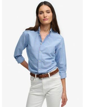 Superdry & Co Slim Oxford Long Sleeve Shirt - Blue