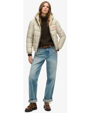 Superdry & Co Slim Fit Embroidered Logo Sports Puffer Bomber Jacket - Blue