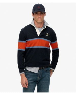 Superdry Vintage Athletic Stripe Rugby Top - Blue
