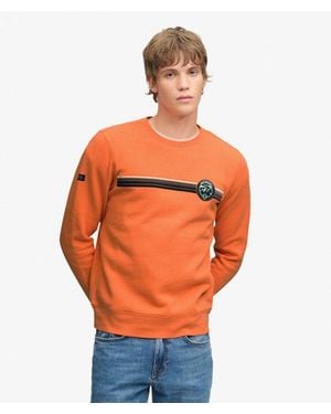 Superdry Homme Sweat Outdoor Stripe Logo Coupe Décontractée Taille - Orange