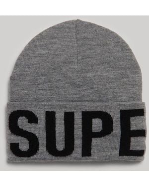 Superdry & Co Branded Knitted Beanie - Gray