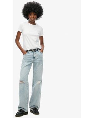 Superdry Mid Rise Wide Leg Jeans - Blue
