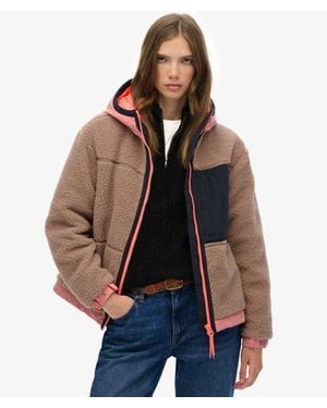 Superdry Vintage Sherpa Fleece Jacket - Brown