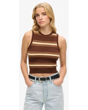 Superdry Fijngebreide Tanktop - Bruin