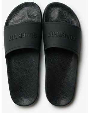 Superdry & Co Premium Graphic Pool Sliders - Black