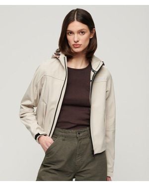 Superdry & Co Ladies Slim Fit Hooded Soft Shell Trekker Jacket - Natural