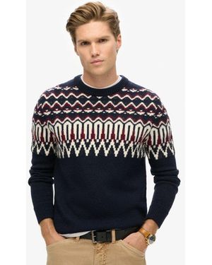 Superdry Fairisle Knit Crew Jumper - Blue