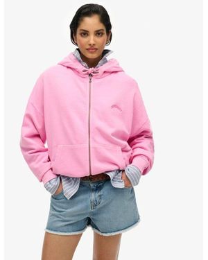Superdry Essential Logo Zip Hoodie - Red