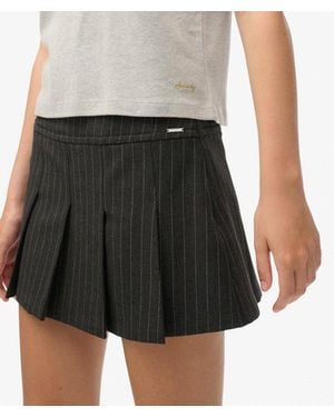 Superdry Pinstripe Pleat Mini Skirt - Black