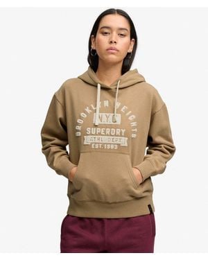 Superdry Vintage Prep Chenille Hoodie Relaxed Pasvorm - Bruin