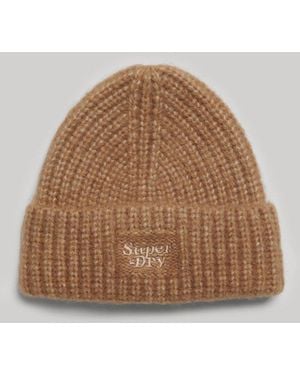 Superdry & Co Rib Knit Beanie Hat - Brown