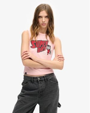 Superdry Ladies Slim Fit Embellished Retro Vest Top - Pink