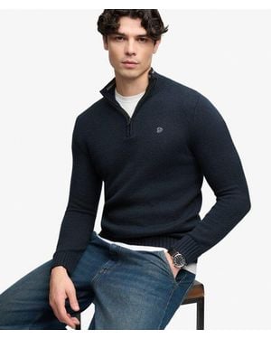 Superdry Tipped Preppy Half Zip Jumper - Blue