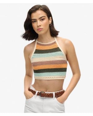 Superdry & Co Cropped Halter Crochet Top - Multicolour