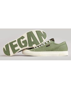 Superdry Vintage Vegan Faux Vulc Low Top Trainers Khaki - Green