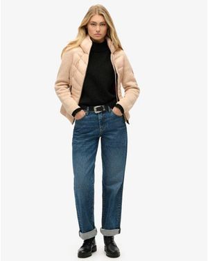 Superdry & Co Ladies Slim Fit Knitted Hooded Storm Hybrid Jacket - Blue