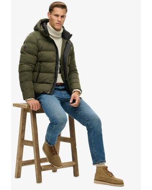 Superdry & Co Hooded Microfibre Sport Puffer Jacket - Blue