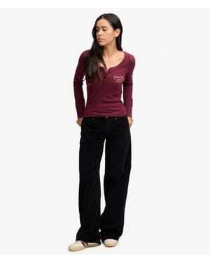 Superdry Mid Rise baggy Corduroy Broek - Rood
