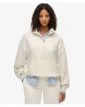 Superdry Studios Half Zip Sweatshirt - White
