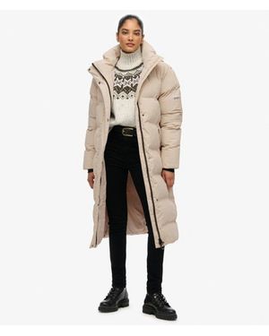 Superdry & Co Hooded Long Puffer Jacket - White