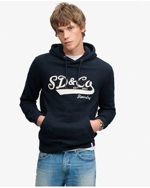 Superdry Sd & Co Washed Embroidered Hoodie Relaxed Pasvorm - Blauw