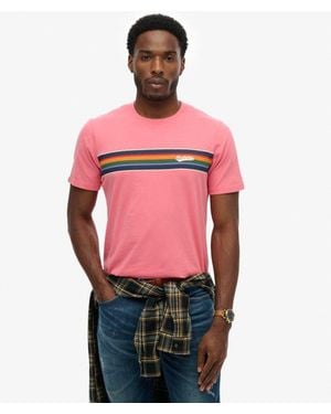 Superdry Outdoor Stripe Logo Relaxed T-Shirt - Red