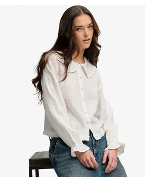 Superdry & Co Collared Long Sleeve Top - White