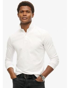 Superdry & Co Studios Long Sleeve Jersey Polo Shirt - White