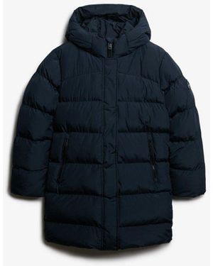 Superdry & Co Hooded Sports Puffer Mid Length Jacket - Blue