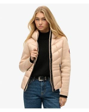 Superdry & Co Ladies Slim Fit Knitted Hooded Storm Hybrid Jacket - Blue