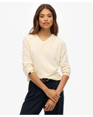 Superdry Classic V-Neck Jumper - White