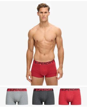 Superdry Organic Cotton Trunk Triple Pack - Red