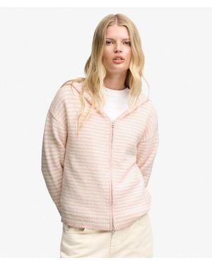 Superdry Brushed Knit Zip Through Cardigan - Natural