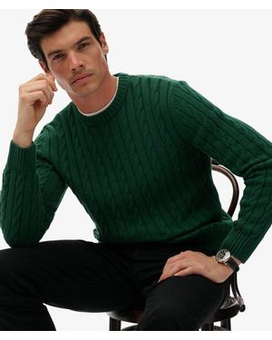 Superdry & Co Cotton Cable Knit Crew Jumper - Green
