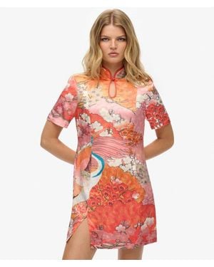 Superdry & Co Mandarin Jacquard Mini Dress - Red