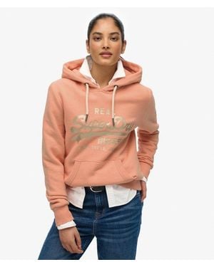 Superdry Vintage Logo Metallic Hoodie - Orange