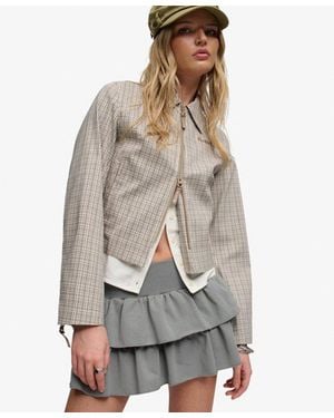 Superdry Bench X & Co Bench Double Zip Collared Check Jacket - Grey