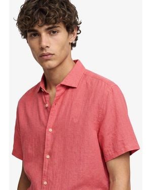 Superdry & Co Riviera Short Sleeve Linen Shirt - Pink